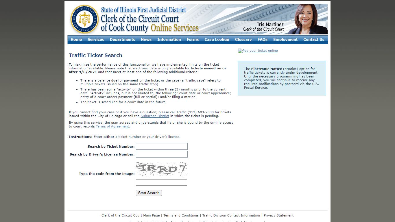 Cook County Clerk of the Circuit Court - Traffic Ticket Search