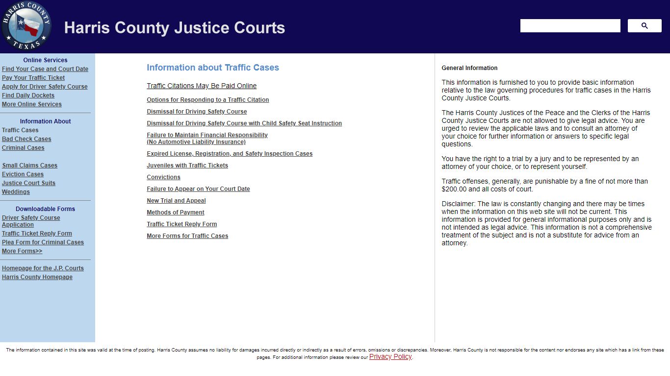 Information about Traffic Cases - Harris County, Texas